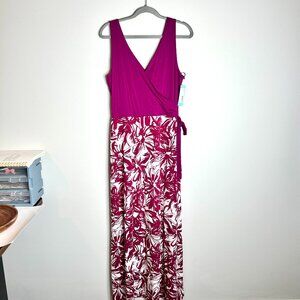 Le Lis Stitch Fix Purple Floral Faux Wrap Maxi Dress Fall Florals NWT V-Neck XL